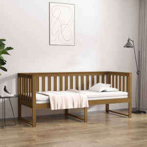 Sofá cama de madera maciza de pino marrón miel 75x190 cm D