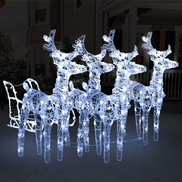 Decoração de Natal de renas e trenó de acrílico 240 LEDs D