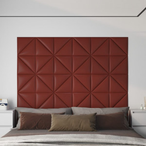 Paneles de pared 12 uds cuero sintético rojo 30x30 cm 0.54 m² D