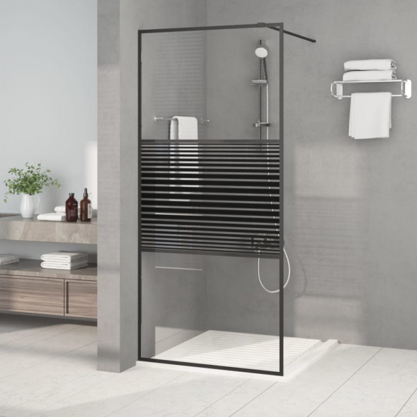 Mampara de ducha vidrio ESG transparente negro 90x195 cm D