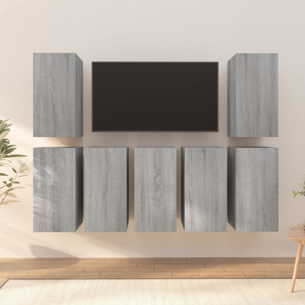 Muebles para TV 7 uds contrachapado gris Sonoma 30.5x30x60 cm D