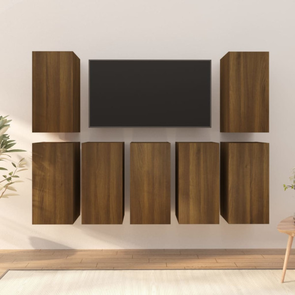 Muebles para TV 7 uds contrachapado roble marrón 30.5x30x60 cm D