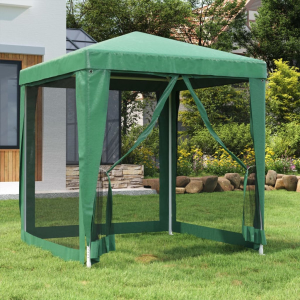 Carpa para fiestas con 4 paredes de malla HDPE verde 2x2 m D