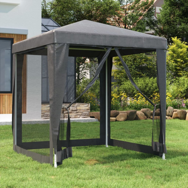 Carpa para fiestas 4 paredes de malla HDPE gris antracita 2x2 m D