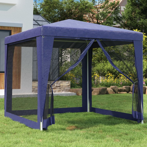 Tenda de festa com 4 paredes de malha HDPE azul 2,5x2,5 m D