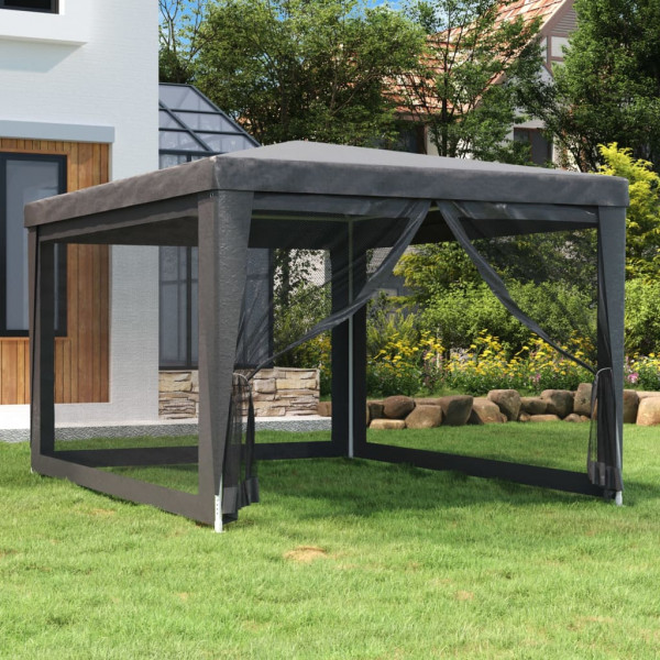 Carpa para fiestas 4 paredes de malla HDPE gris antracita 3x4 m D