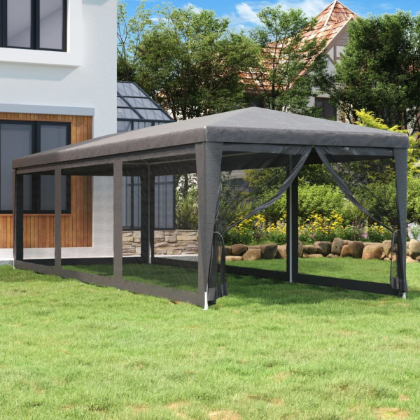 Tenda de festa 8 paredes malha PEAD cinza antracite 3x9 m D