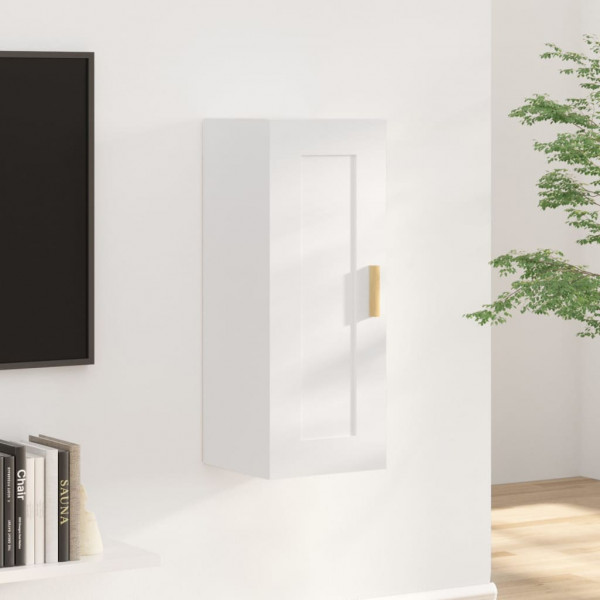 Armario de pared madera contrachapada blanco brillo 35x34x90 cm D