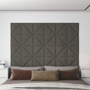 Paneles de pared 12 uds terciopelo gris oscuro 30x30 cm 0.54 m² D