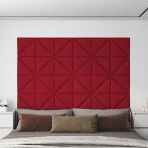 Paneles de pared 12 uds terciopelo rojo tinto 30x30 cm 0.54 m² D