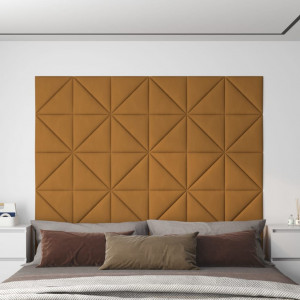 Paneles de pared 12 uds terciopelo marrón 30x30 cm 0.54 m² D