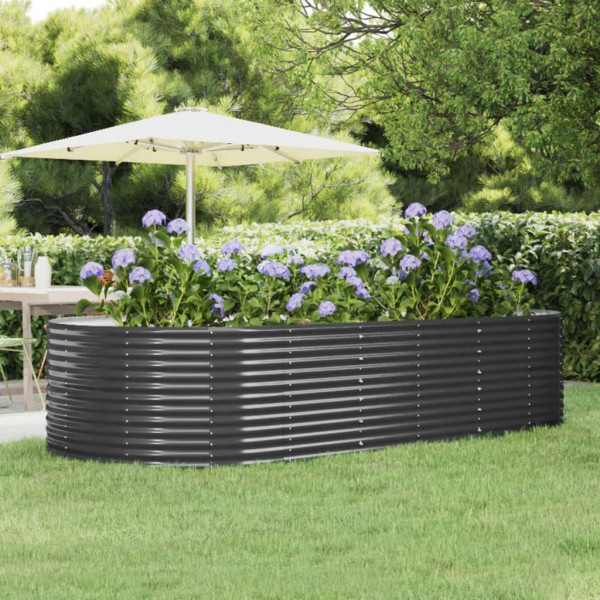 Jardinera arriate acero recubrimiento polvo gris 291x140x68 cm D