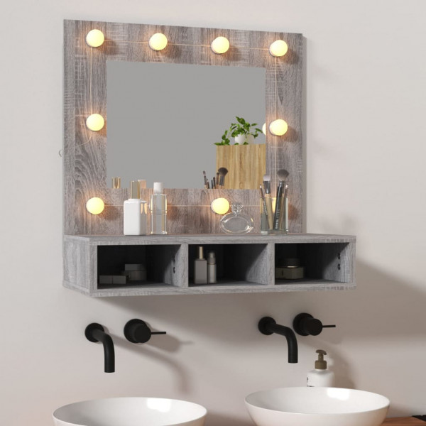 Mueble con espejo y LED color gris Sonoma 60x31.5x62 cm D