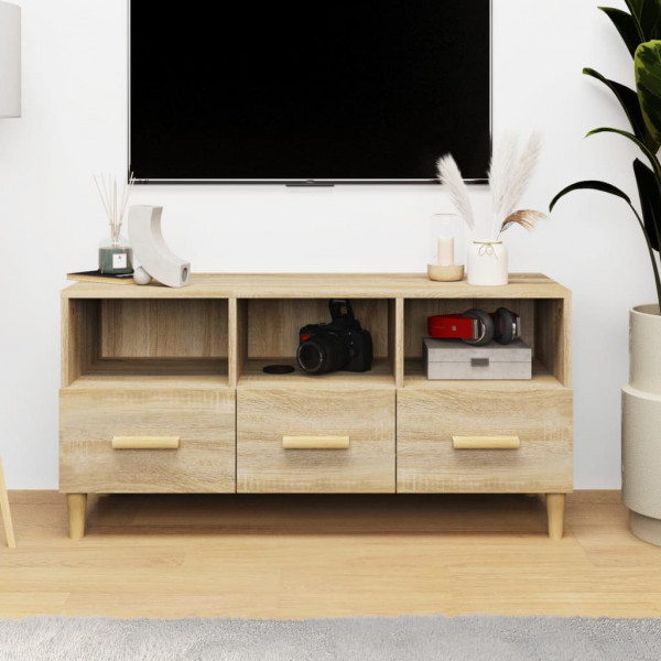 Mueble para TV madera contrachapada color roble 102x36x50 cm D