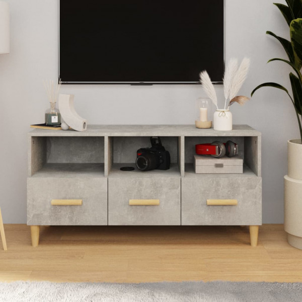 Mueble de TV madera de ingeniería gris hormigón 102x36x50 cm D