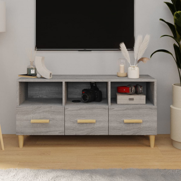 Mueble para TV madera contrachapada gris Sonoma 102x36x50 cm D