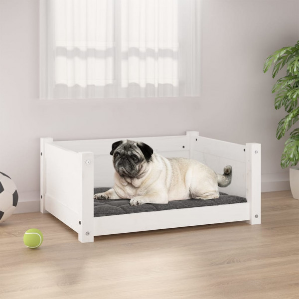 Cama para perros madera maciza de pino blanco 65.5x50.5x28 cm D