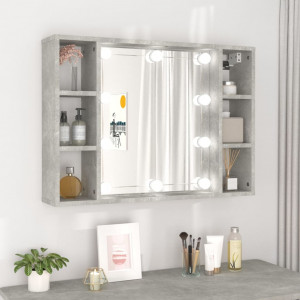 Mueble con espejo y LED color gris hormigón 76x15x55 cm D
