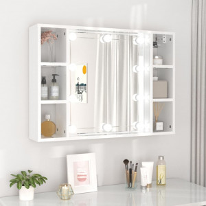 Mobiliário com espelho e LED branco brilhante 76x15x55 cm D