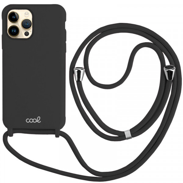 Carcaça COOL para iPhone 14 Pro Max Cordão liso preto D