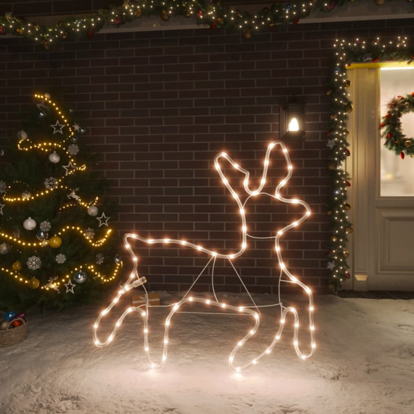Figura de reno de Navidad con 72 LED blanco cálido 57x55x4.5 cm D