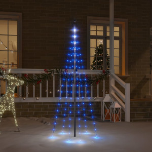 Árbol de Navidad en asta de bandera 108 LED azul 180 cm D