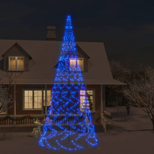 Árbol de Navidad en asta de bandera 3000 LED azul 800 cm D