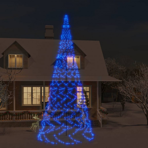 Árvore de Natal em mastro 3000 LEDs azuis 800 cm D
