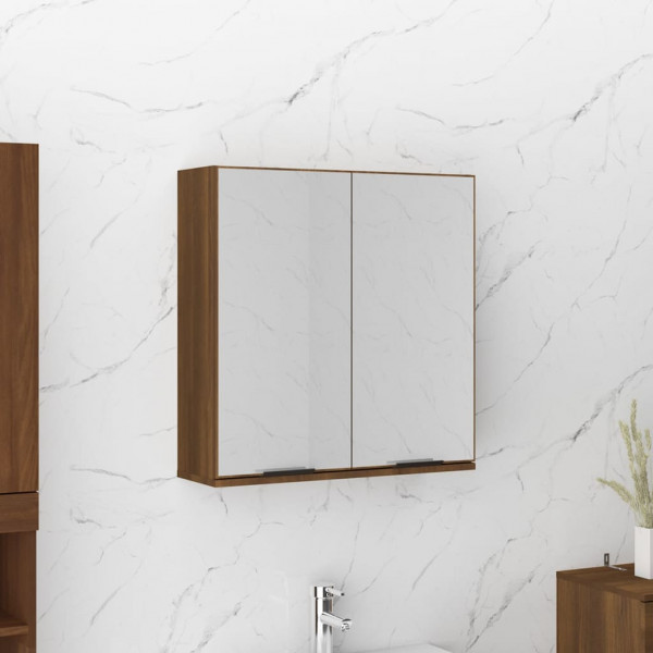 Armario de baño con espejo color roble marrón 64x20x67 cm D
