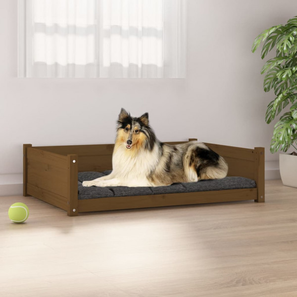 Cama para cão em madeira maciça de pinho castanho mel 95,5x65,5x28 cm D
