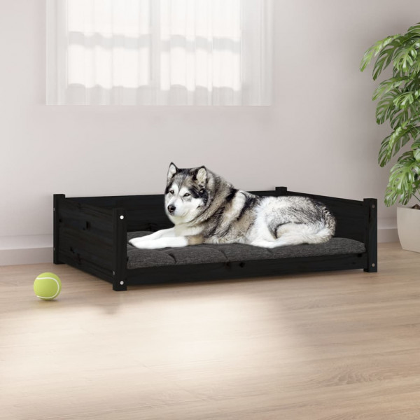 Cama para perros madera maciza de pino negro 105.5x75.5x28 cm D