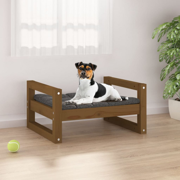 Cama para cães madeira maciça pinho marrom mel 55,5x45,5x28 cm D