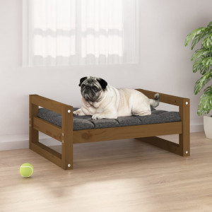 Cama de cão madeira maciça pinheiro marrom mel 65.5x50.5x28 cm D