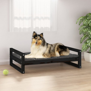 Cama para perros madera maciza de pino negro 95.5x65.5x28 cm D