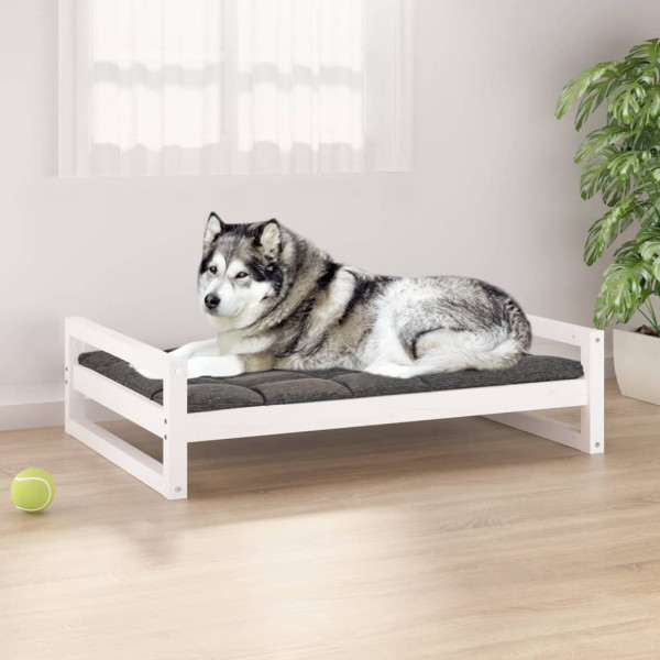 Cama de cão madeira maciça de pinho branco 105.5x75.5x28 cm D