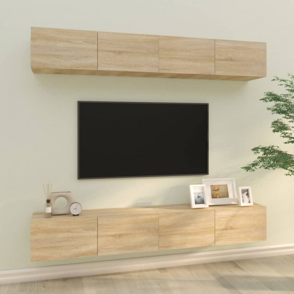 Muebles de TV 4 piezas roble Sonoma 100x30x30 cm D