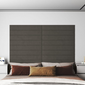 Paneles de pared 12 uds terciopelo gris oscuro 90x15 cm 1.62 m² D