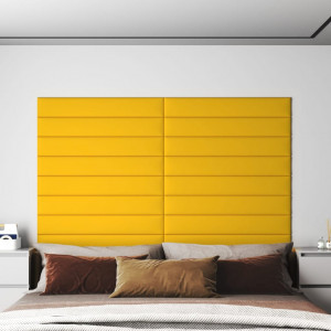 Paneles de pared 12 uds terciopelo amarillo 90x15 cm 1.62 m² D