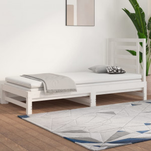 Sofá cama removível madeira maciça de pinho branco 2x(90x190) cm D