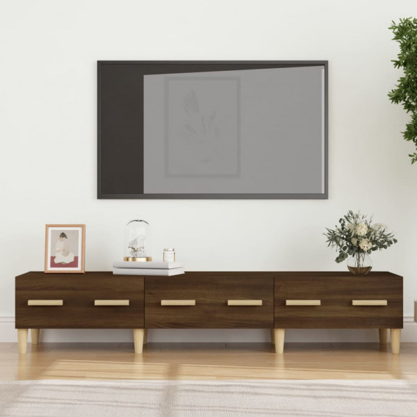 Mueble de TV madera contrachapada roble ahumado 150x34.5x30 cm D