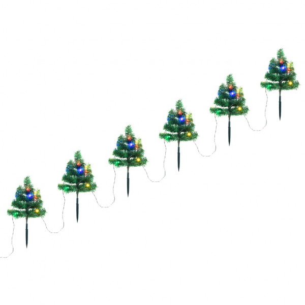 Árvores de natal para caminhos 6 peças PVC 45 LED multicolorido D