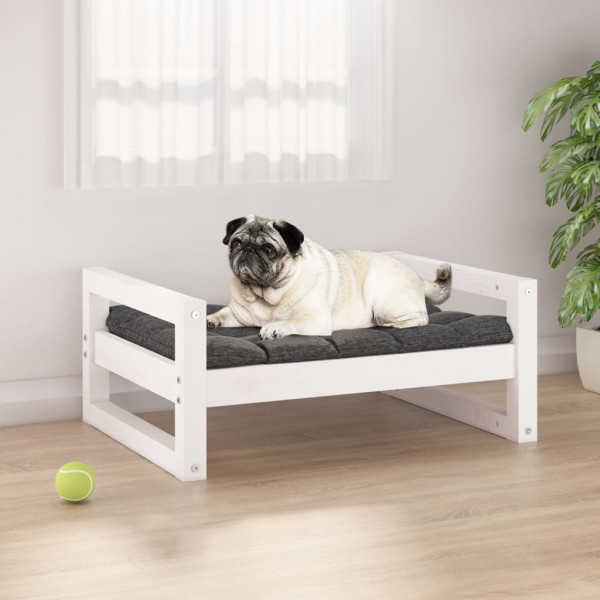 Cama para cachorro em madeira maciça de pinho branco 65,5x50,5x28 cm D