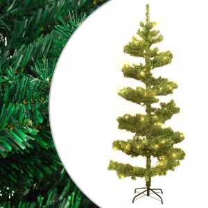 Árbol de Navidad preiluminado con luces y soporte verde 150 cm D