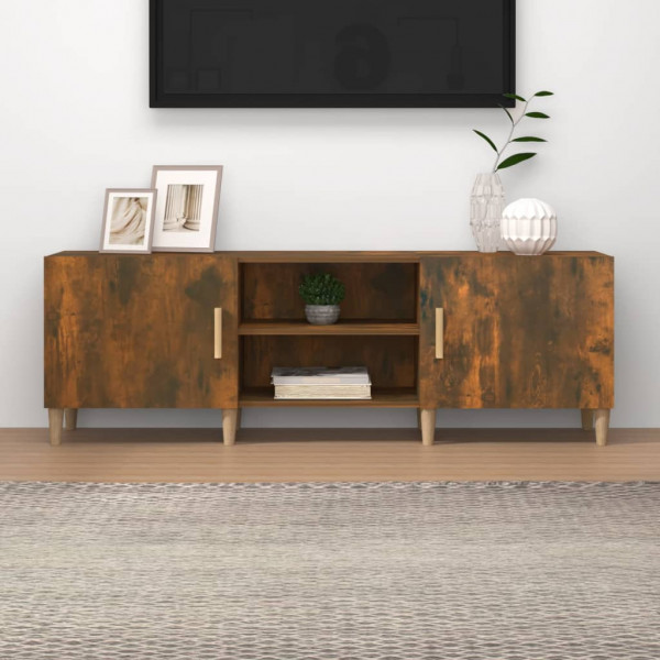 Mueble de TV madera contrachapada roble ahumado 150x30x30 cm D