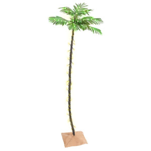 Palmera artificial con 136 LED blanco cálido 220 cm D