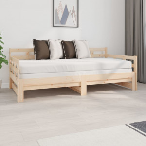 Sofá cama removível em madeira maciça de pinho 2x(90x190) cm D