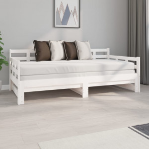 Sofá cama removível madeira maciça de pinho branco 2x(90x190) cm D