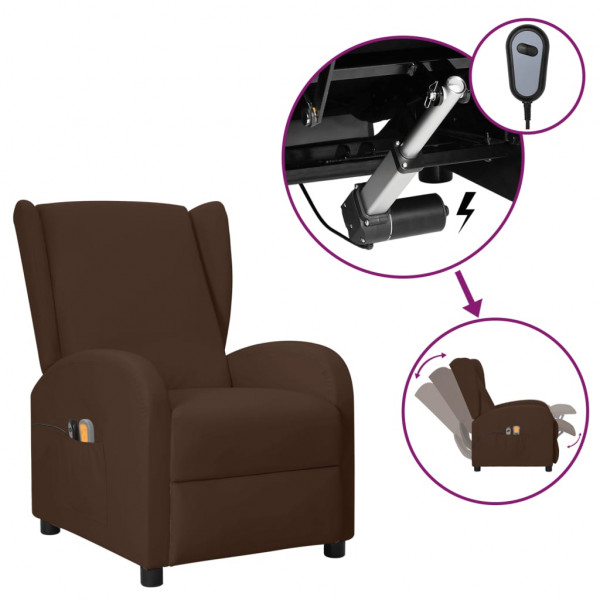 Sillón orejero de masaje eléctrico de cuero sintético marrón Sillón orejero de masaje eléctrico de cuero sintético marrón D