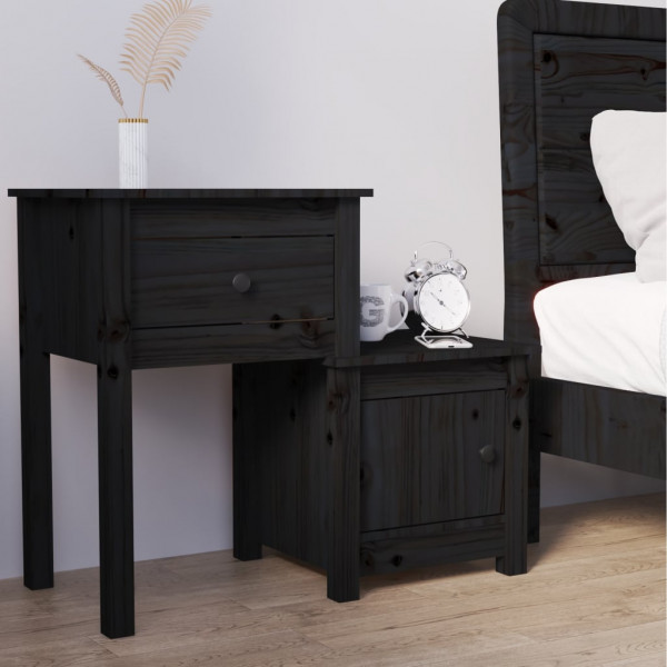 Mesa de cabeceira em madeira maciça de pinho preto 79,5x38x65,5 cm D