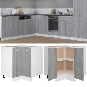 Armário de cozinha em compensado cinza Sonoma 75,5x75,5x80,5cm D